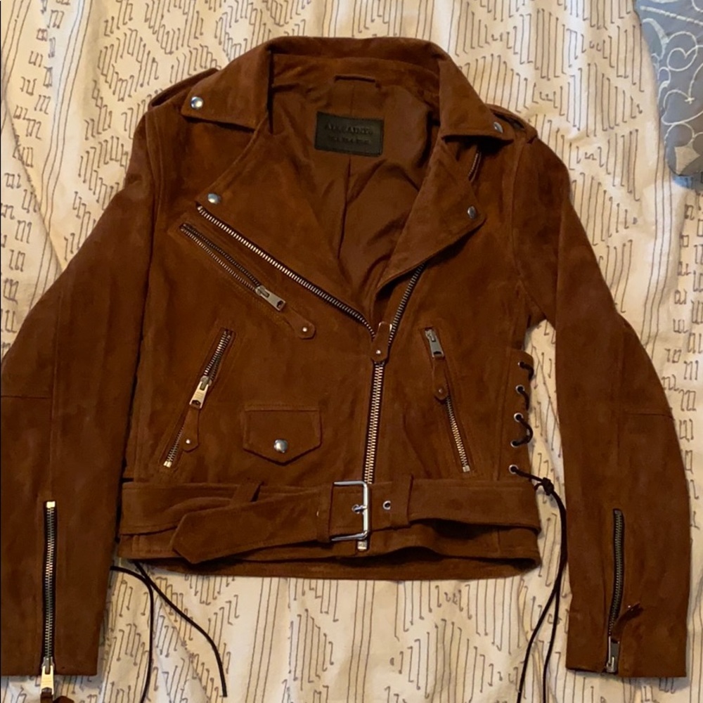 Size US4 ALLSAINTS Sarana Suede Biker Jacket
